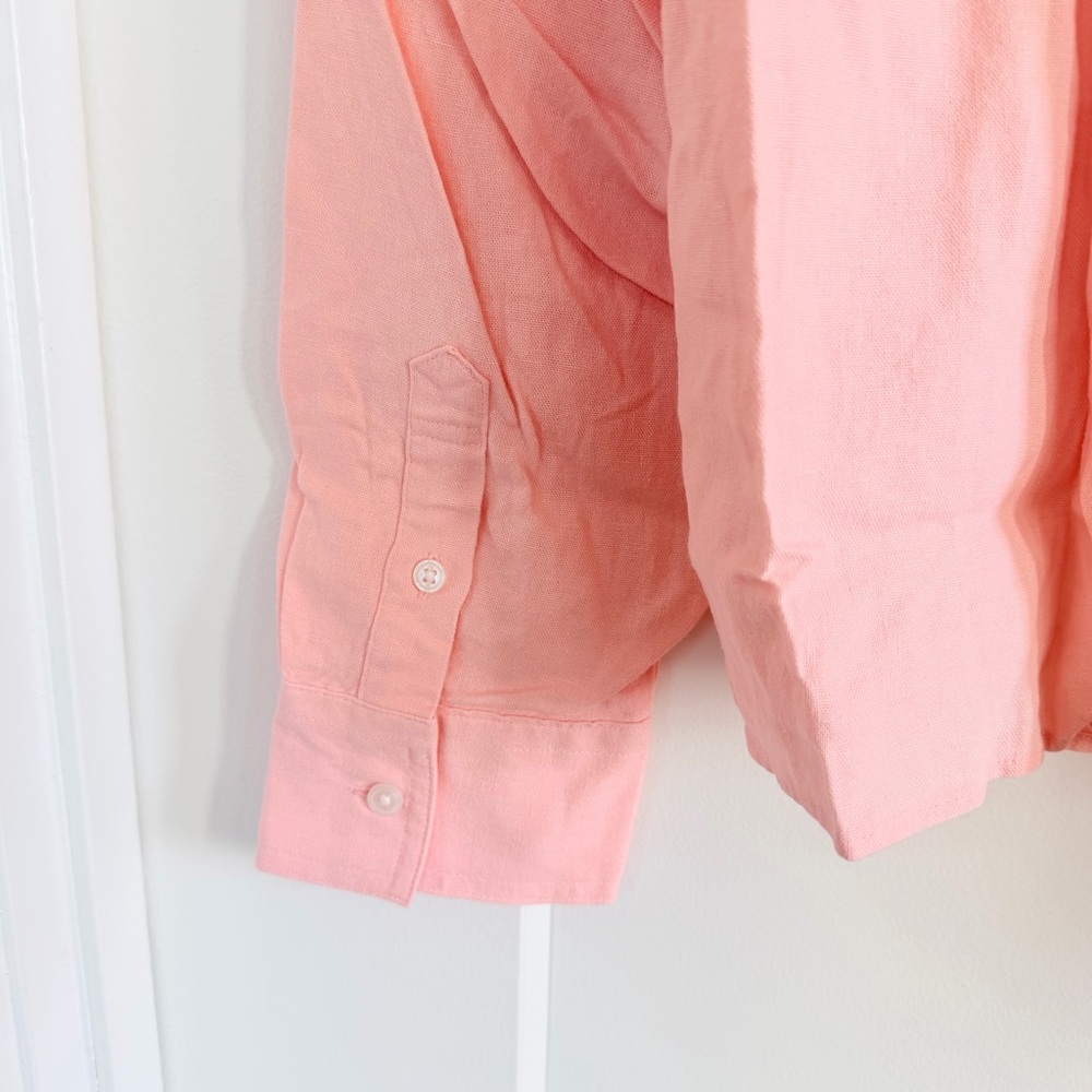 Cropped Banana Republic Salmon Linen Button Down Shirt - Picture 5 of 5